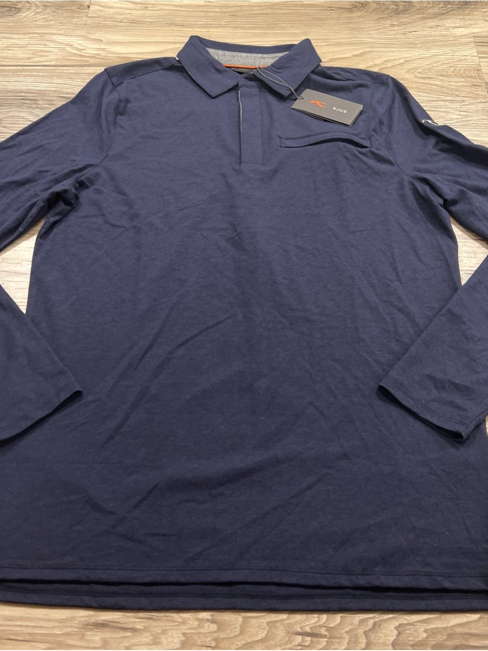KJUS Inverness Long Sleeve Polo Shirt Navy Cashmere Blend Mens Size 52/Large NWT
